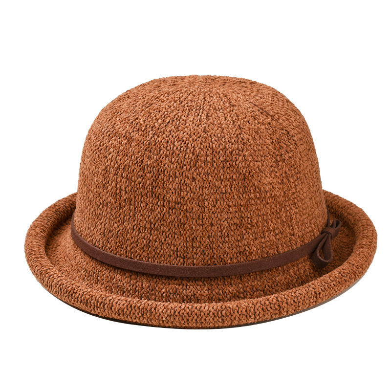 Women Ladies Vintage Shaped Dome Knot Chenille Top Hat Cap