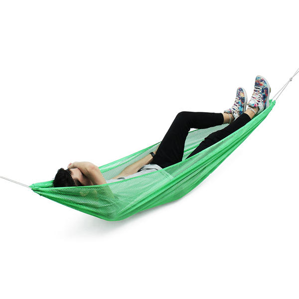 190 * 130 cm 1-2 pessoa Ice Silk Outdoor Hammock Nylon Corda Net pendurado cama de casal de dormir