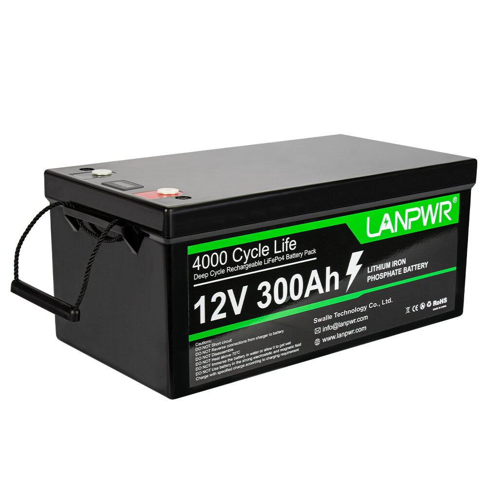 [EU Direct] LANPWR TTWEN 12V 300Ah LiFePO4 Lithium Battery Pack Backup Power 3840Wh Energy Support in Series Parallel Perfect for Replacing Most of Backup Power RV Boats Solar Trolling Motor Off-Grid
