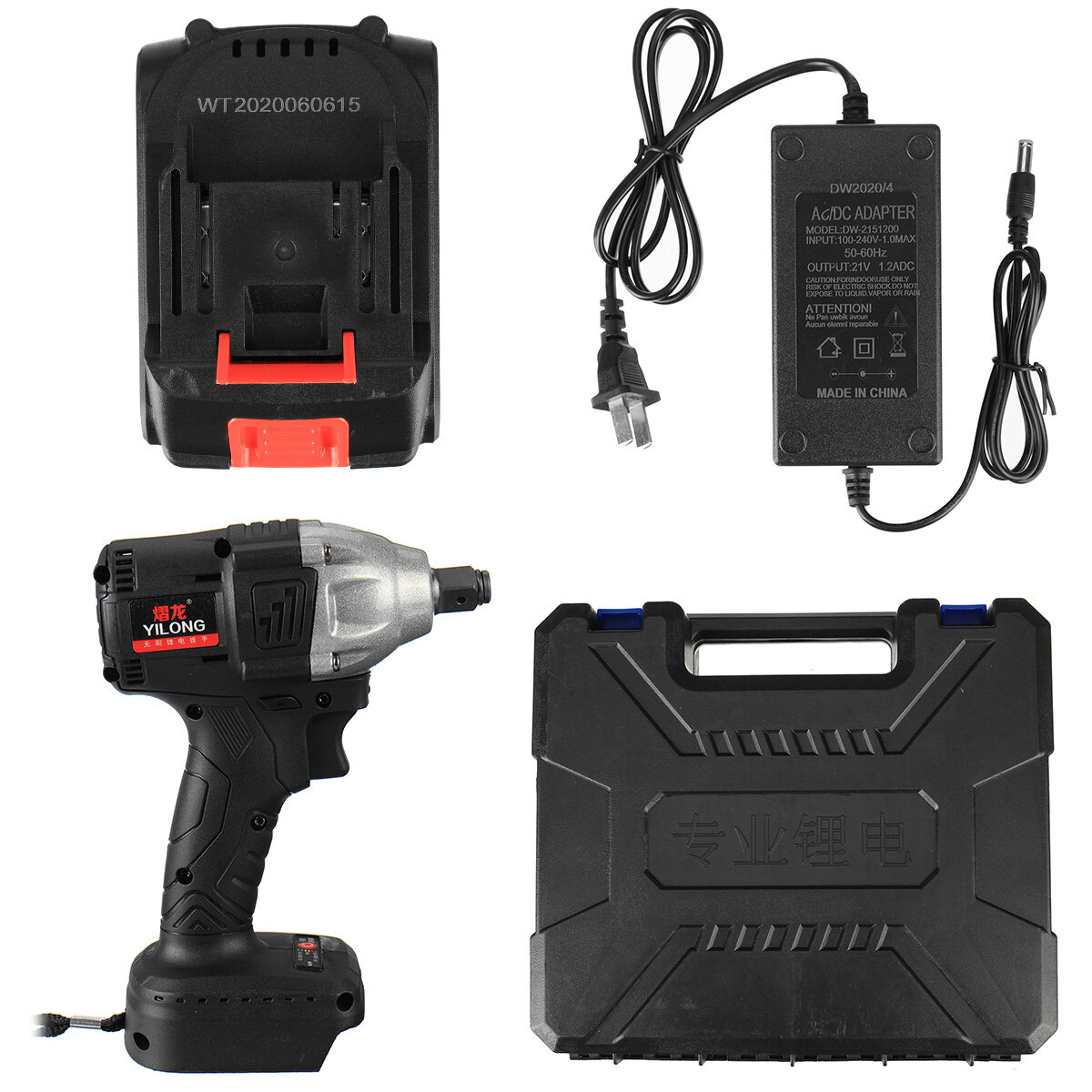 100 240V 21V Cordless Brushless Electric Wrench 600Nm Impact Wrench 20000mAh Recharge