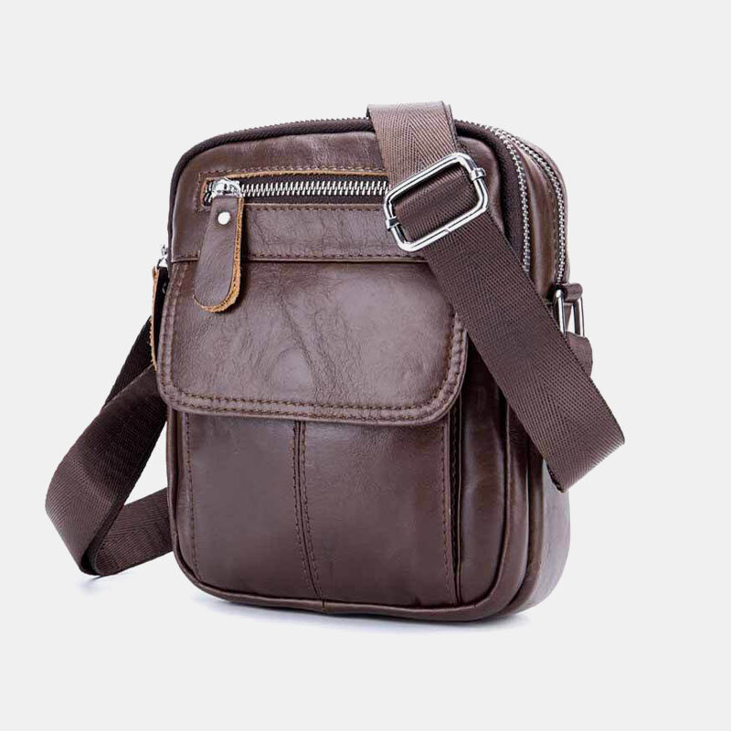 

Bullcaptain Men Genuine Leather Multifunction Waterproof Anti-theft Multi-Layers Casual Crossbody Bag Shoulder Bag