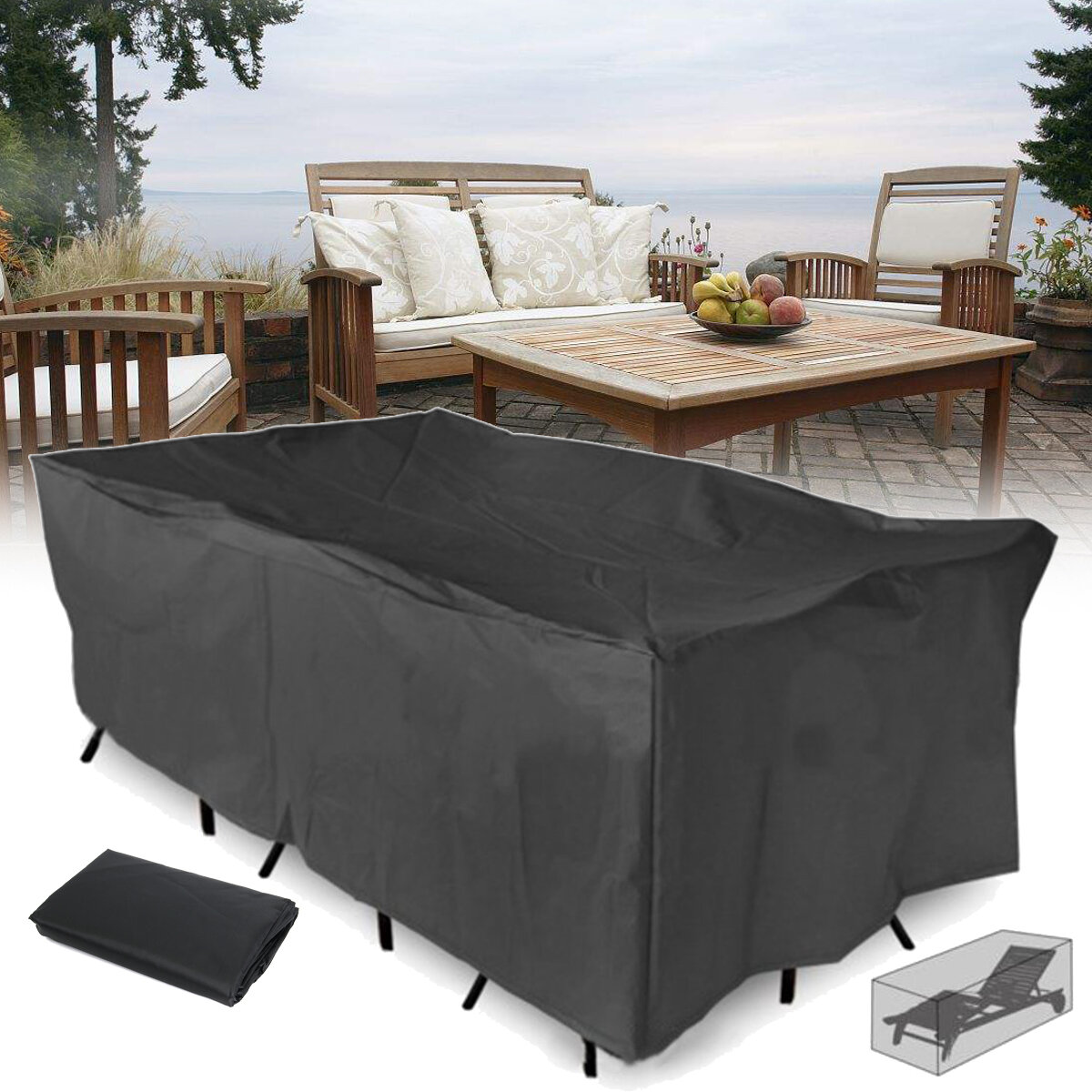 210x110x70CM al aire libre muebles de patio jardín Impermeable cubierta de polvo silla de mesa sol refugio 