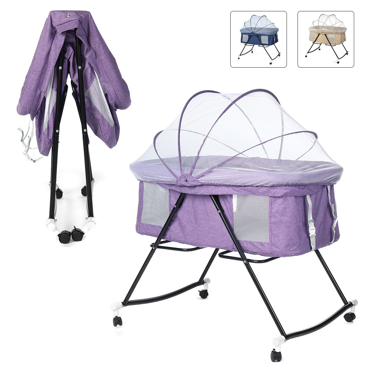 

Multifunctional Baby Bed With Mosquito Net Portable Folding Newborn Baby Bedside Bed Cradle Bed Play Game Bed for 0-3 Ye