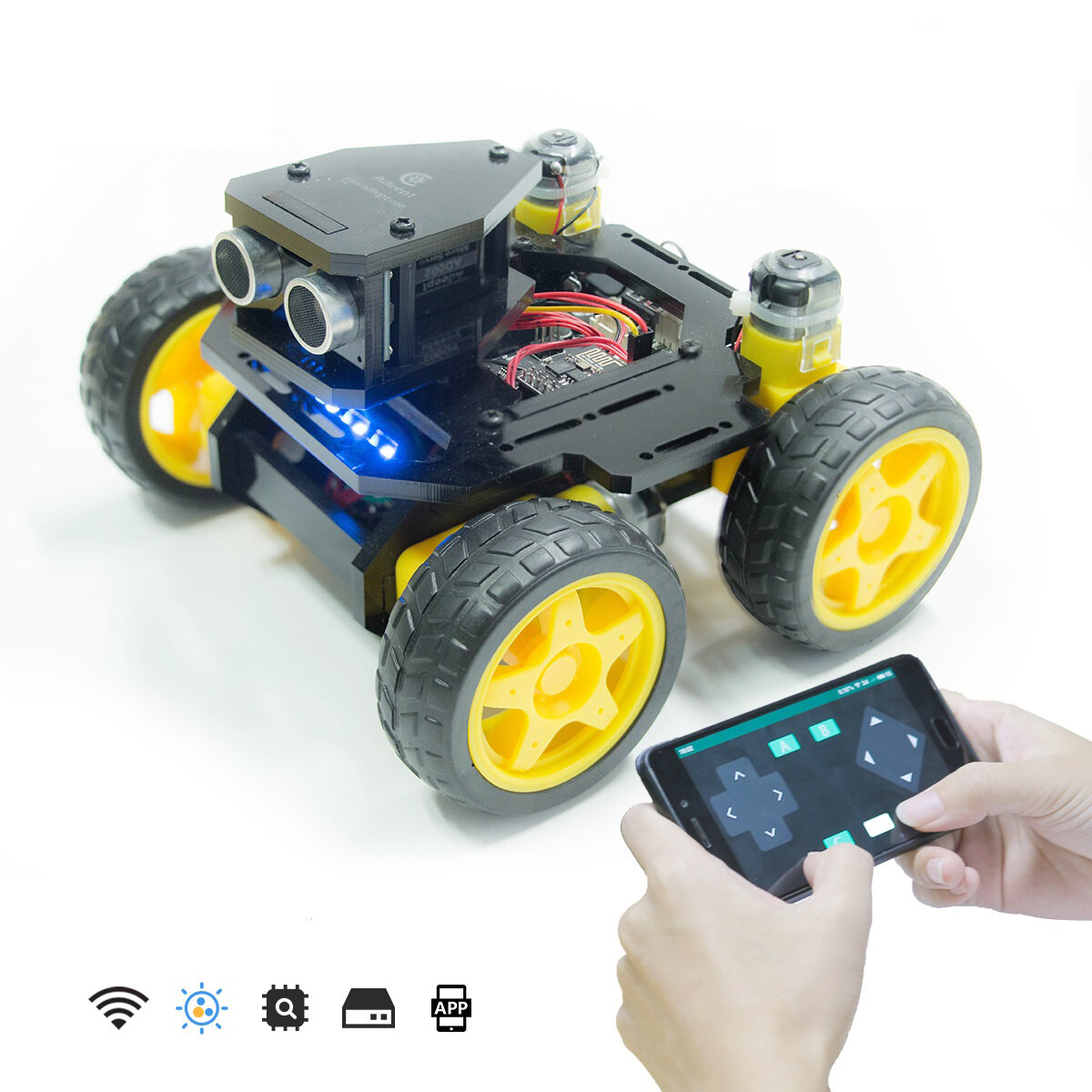 Adeept AWR-A 4WD Smart WiFi Robot Auto DIY Robot Kit met mobiele APP voor ArduinoUNO-R3 Lijn volgen 