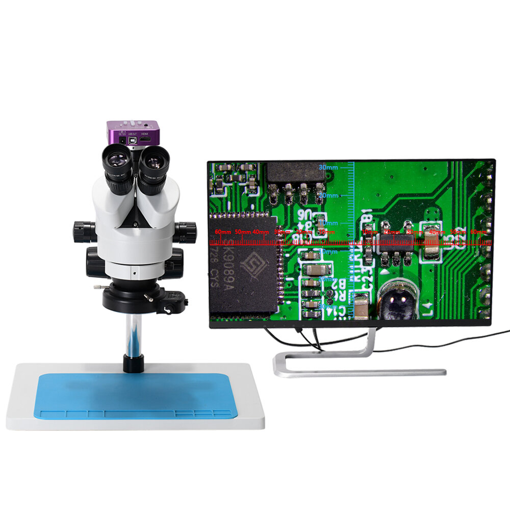 HAYEAR HY-5130 7X-45X Simul-Focal Trinoculaire Stereo Microscoop 51MP HDMI Digitale USB Industrie Mi