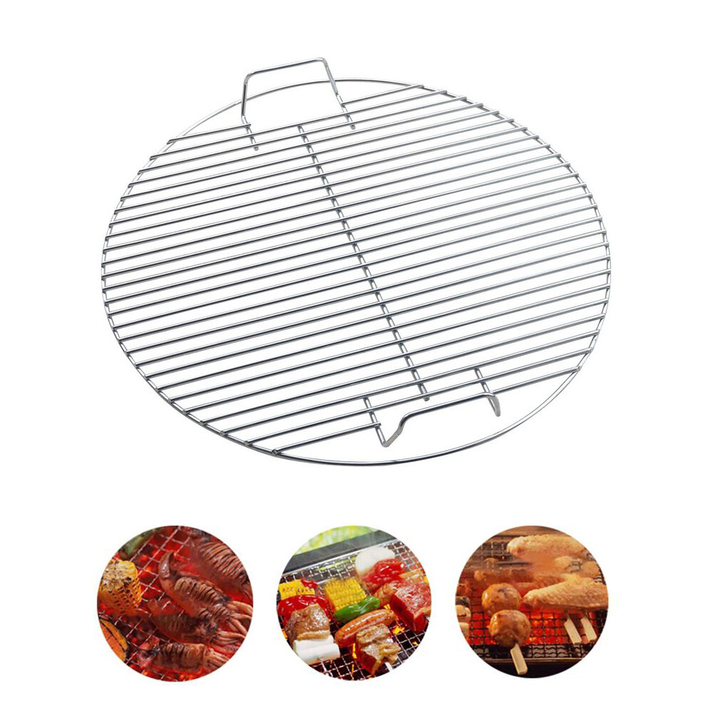 IPRee® 17.5inch Stainless Steel Round BBQ Grill Mesh BBQ Nets Non-stick Barbecue Accessories Mat Grid Outdoor Camping Picnic