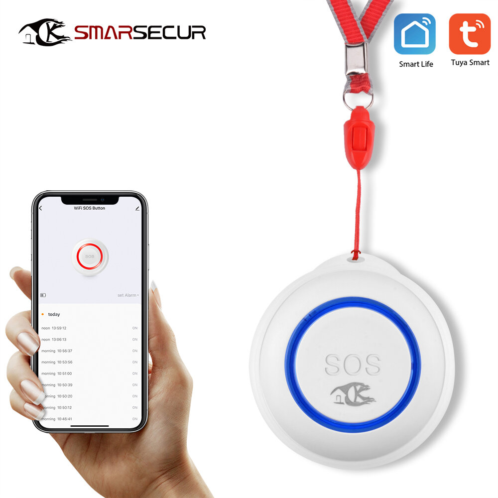 

Smarsecur Tuya Smart Wifi Emergency Button One-key Alarm Call For Help Remote Call Work With Smart Life Tuya APP