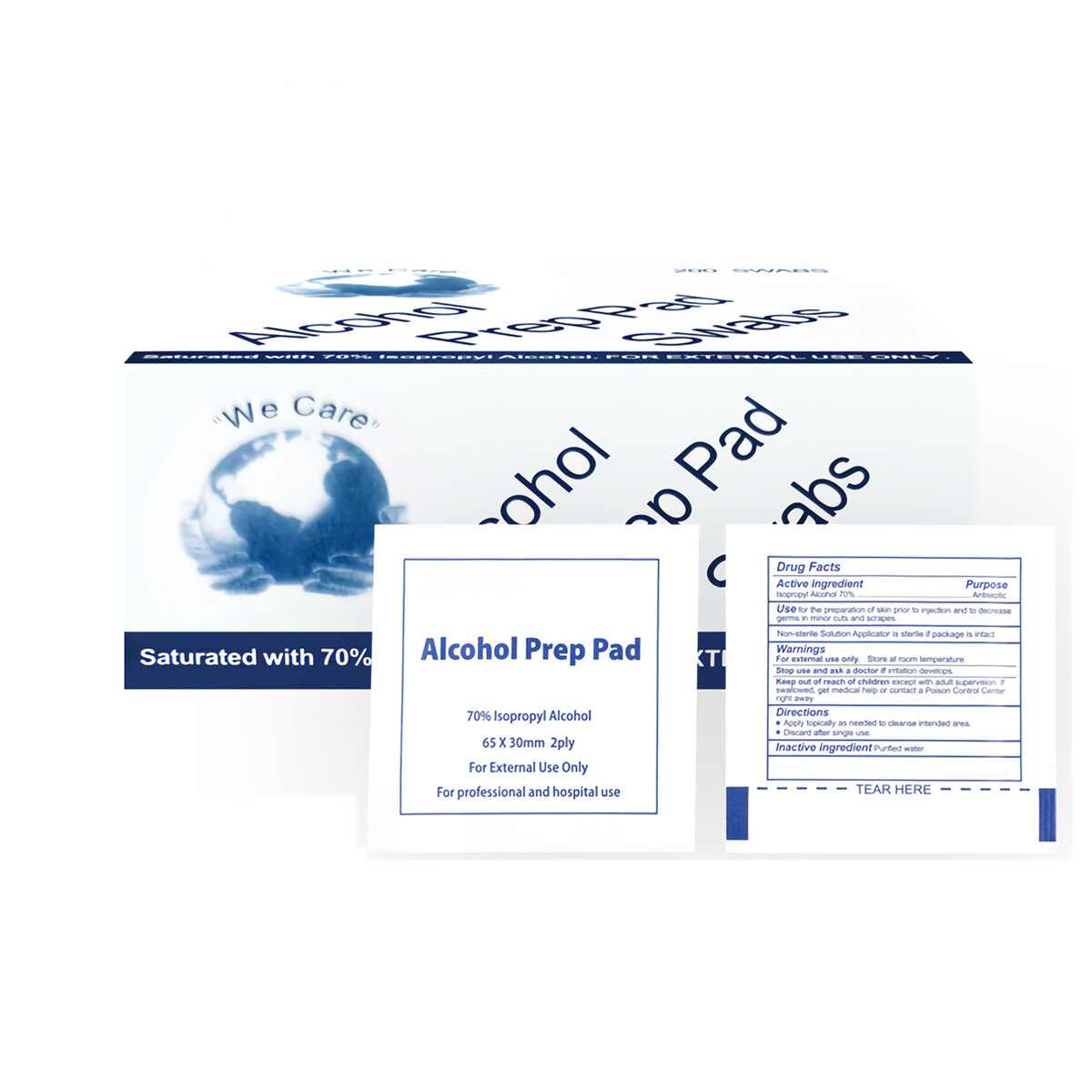 

200 Pads/box Disposable Alcohol Prep Pad 75% Alcohol Swabs Antiseptic Wipes Disposable Disinfection Sterilization Wipes