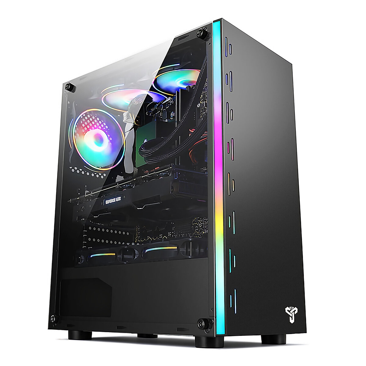 Computer Gaming Case ATX/M-ATX/MINI-ATX Acrylic Side Panel RGB Computer PC Case Support Air/Water Co