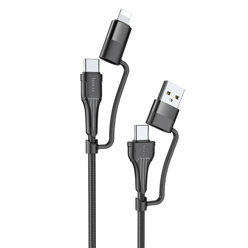 

HOCO U101 4 In 1 PD Cable 60W PD3.0 Power Delivery QC4.0 Fast Charging Data Transmission Cord Line 1m long For Samsung G