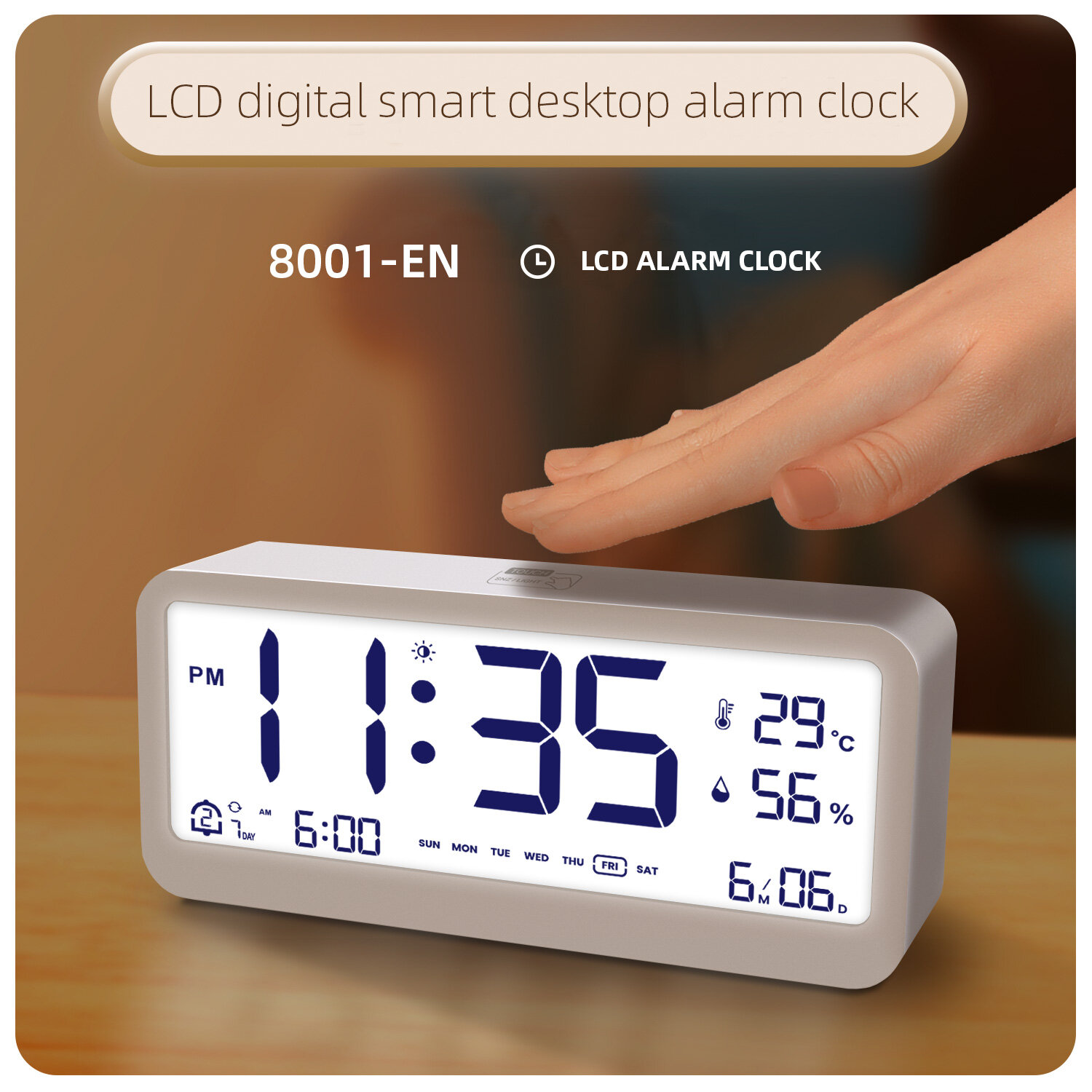 Digital Alarm Clock Temperature Humidity Coupon Price (12.99 USD)