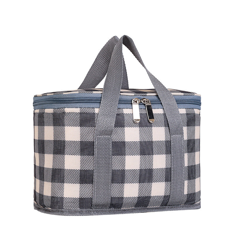 Picnic Baskets Handheld Insulation Bag With Colored Plaid Waterproof Rattan Outdoor Portable Picnic BasketLarge Picnic