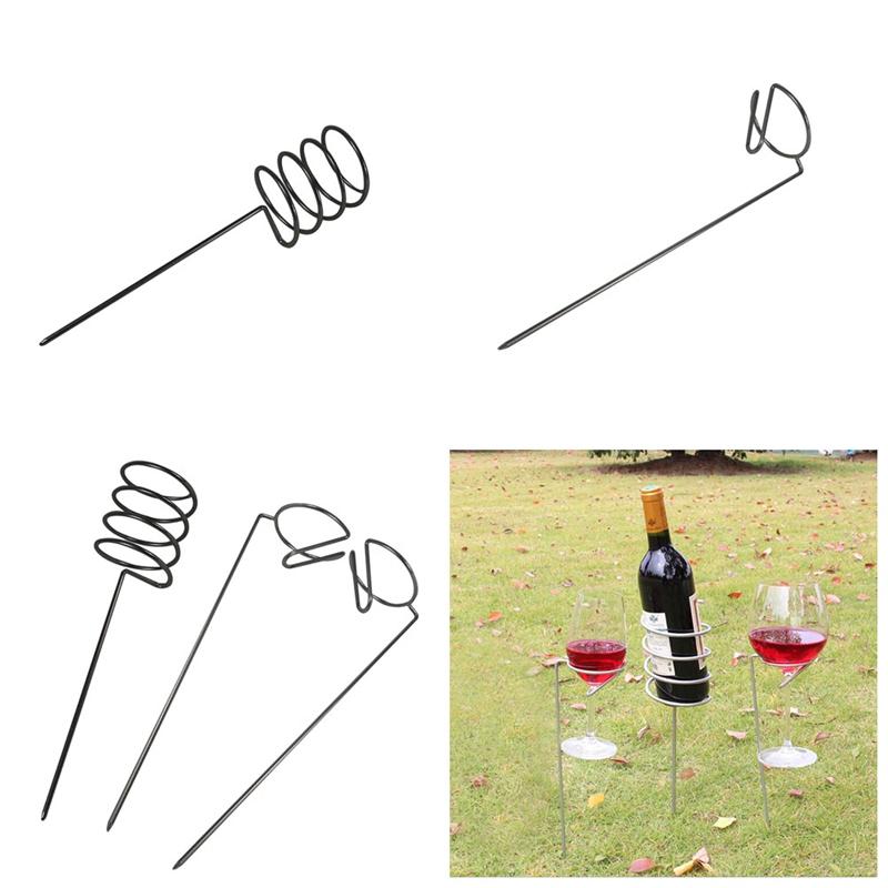 IPRee® 3pcs / set Outdoor Camping Wine Glass Bottle Czara Stojak Uchwyt Żelazo Support Frame Trawnik Piknik Półka na wino