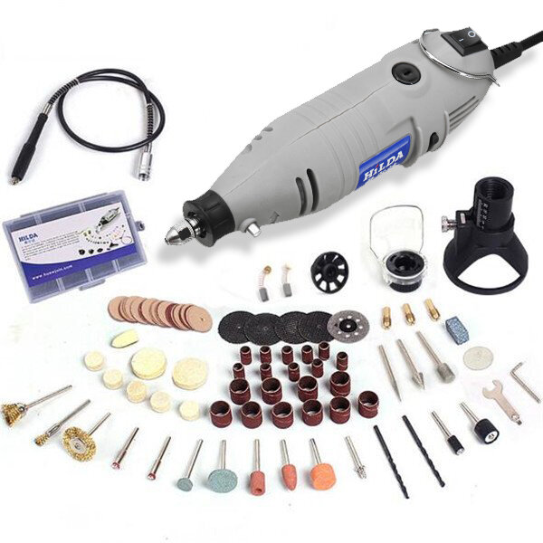 HILDA JD3323C 220V 150W Variable Speed Electric Grinder with 91pcs Accessories Mini Rotary Tool Drill Tool Accessories