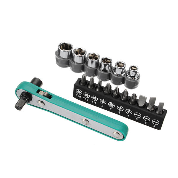 1/4 Inch Ratchet Wrench Screwdriver Socket Wrench with 10Pcs Screwdriver Bits/6P 