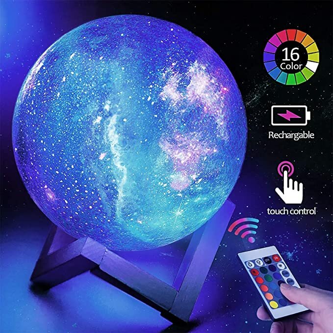Moon Lamp Night Light Galaxy Lamp 16 Colors LED 5.9 Inch 3D Star Lamp 