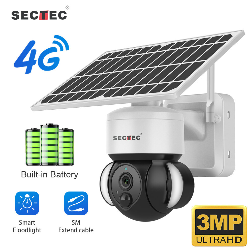 best price,sectec,4g,solar,floodlight,camera,3mp,discount