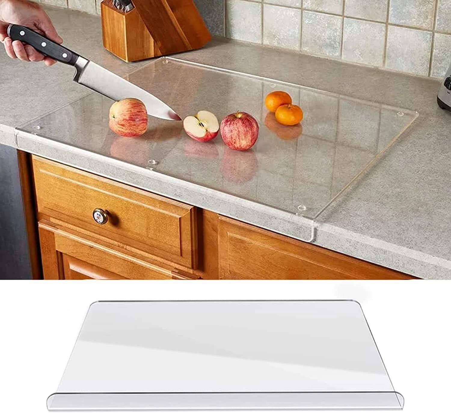 

45*40cm Acrylic Cutting Board With Counter Lip Clear Chopping Block For Kitchen Counter Non Slip Countertop Protector Ho
