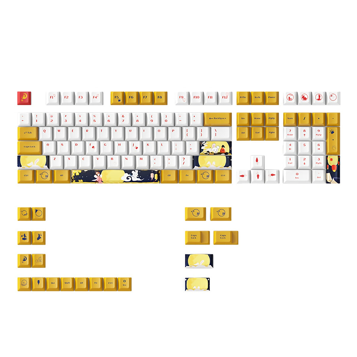 

128 клавиш милый кролик набор ключей вишневый профиль PBT пятисторонние сублимационные колпачки для механической клавиат