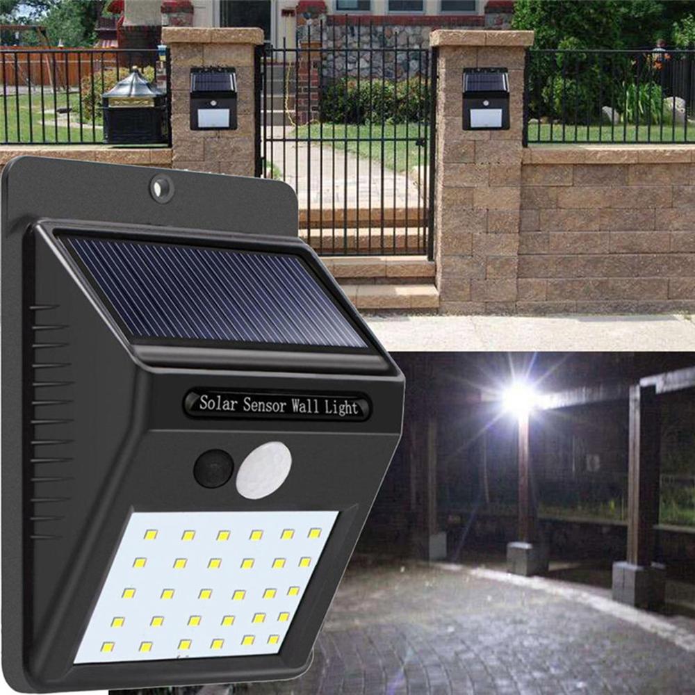 LED Solar Powered Light PIR Motion Sensor Security Outdoor Garden Wall Path Lamp