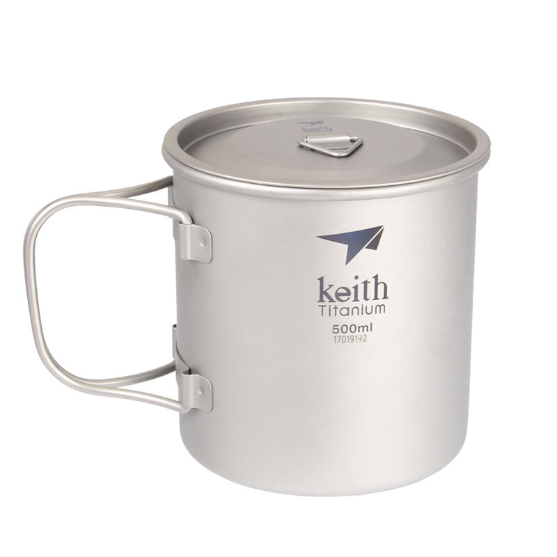 Keith Ti3205 500ml Folding Handle Cup Antibacterial Lightweight Soup Pot Water Cup Camping Picnic BBQ Tableware