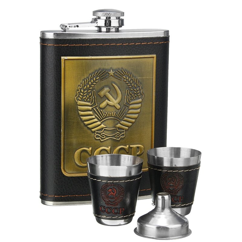 IPRee® Outdoor 8oz Liquor Bottles CCCP Stainless Steel Hip Flask Whiskey Cup Funnel