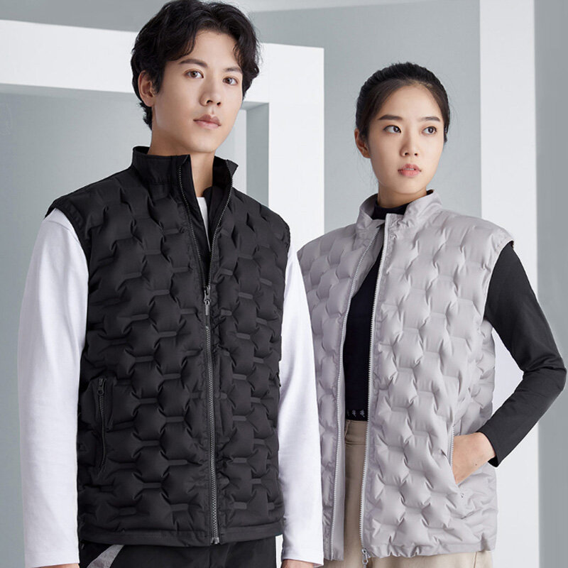 3D Air Ultra-leichte aufblasbare Jacke, einstellbare Temperatur, Wärme, kältedicht, faltbar und tragbar, Unisex-Daunenjacke in Schwarz.