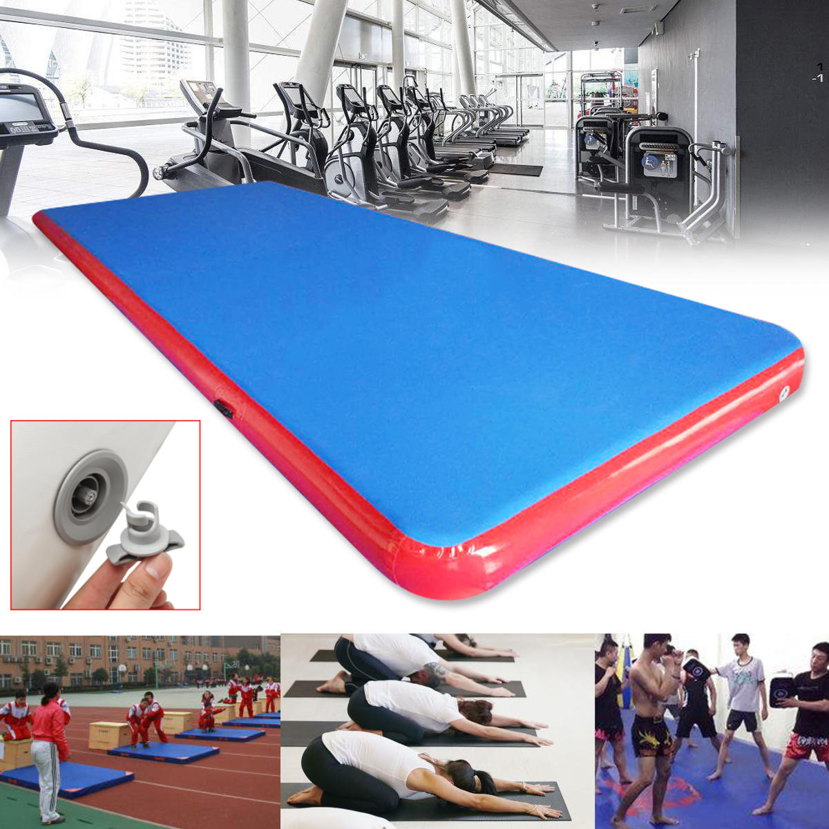 236.2 x 78.74 inch nflatable GYM Air Trainingsmat Airtrack Gymnastiek Mat Tumbling Praktijk Training Pad Met Reparatieset
