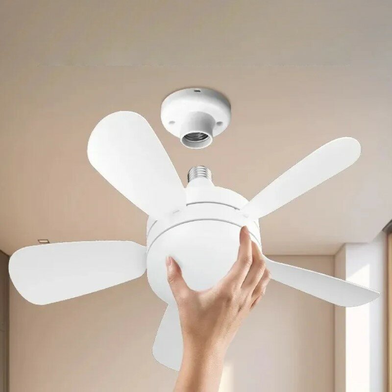 

18 Inch E27 Screw Head Fan Light Remote Control Three Color Dimming Detachable Fan Leaf Household Silent Small Fan Light