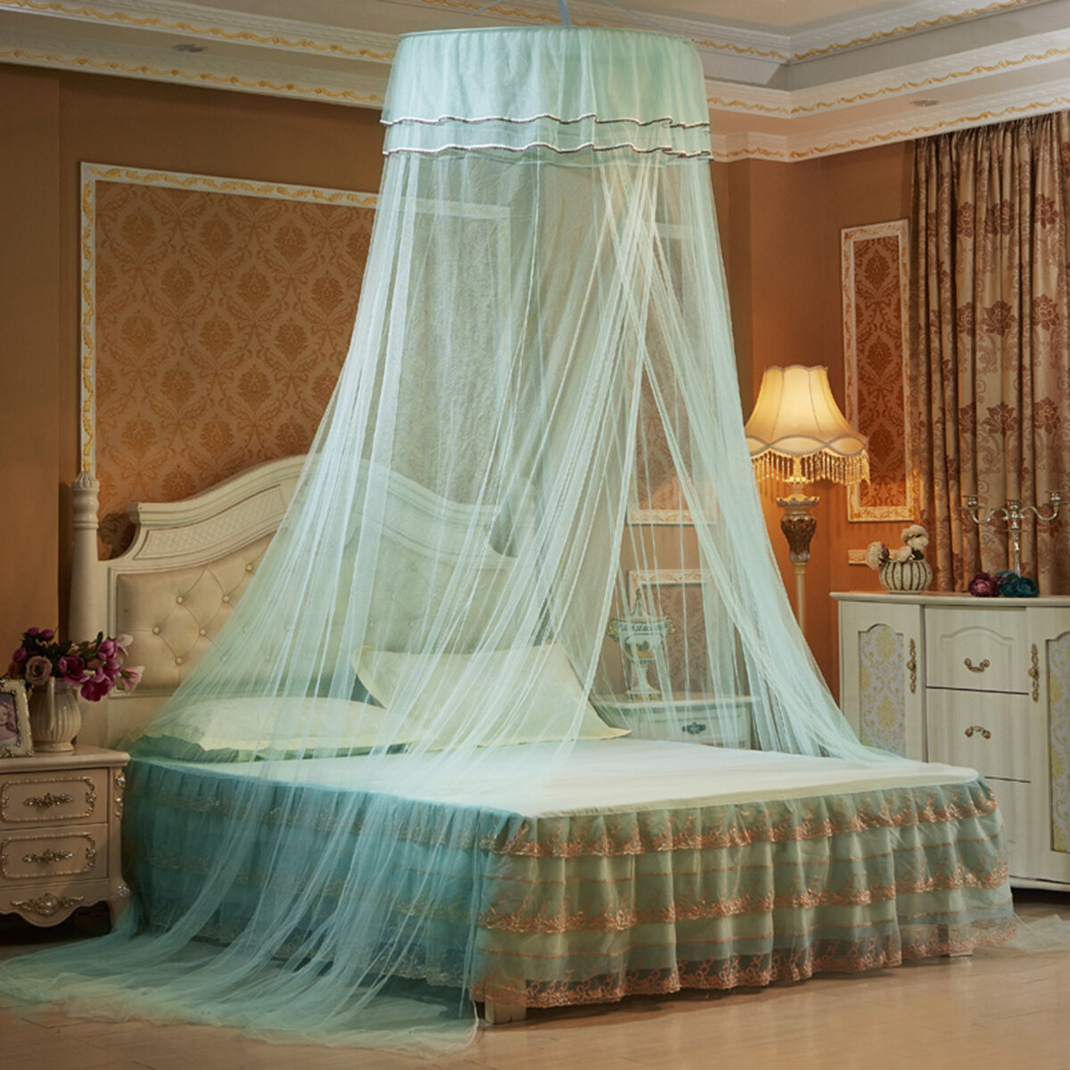 

Solid Mosquito Net Bed Queen Size Home Dome Foldable Bed Canopy Elegant Princess