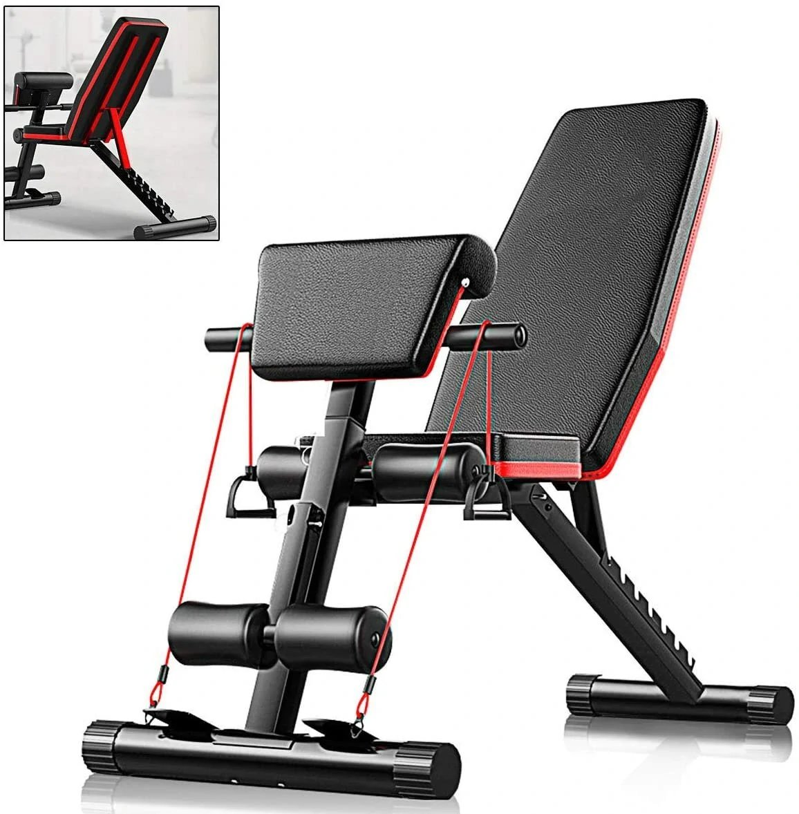 5-in-1 Gym Bench Multifunctional Supine Board Foldable Abdominal Training Machine Bodybuilding Home Fitness Equipment