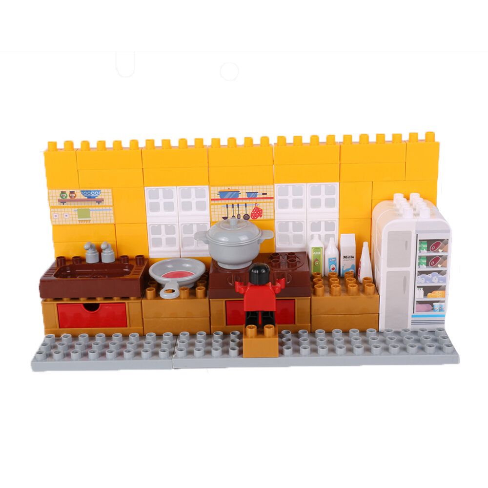 Goldkids HJ-35001B 95PCS Kitchen Series Color Box DIY Assembly Blocks Toys for Children Gift