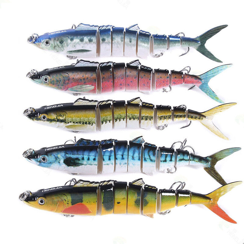 ZANLURE 1PCS 17.8CM 38G 8-Section Fishing Lures ABS Lead Fish Jig Simulation With Fish 2 Hooks