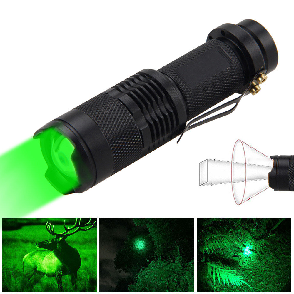 

XANES® SK68 2.0 3W Zoomable Flashlight Green Lamp Torch EDC Waterproof Night Vision Work Light Hunting Camping