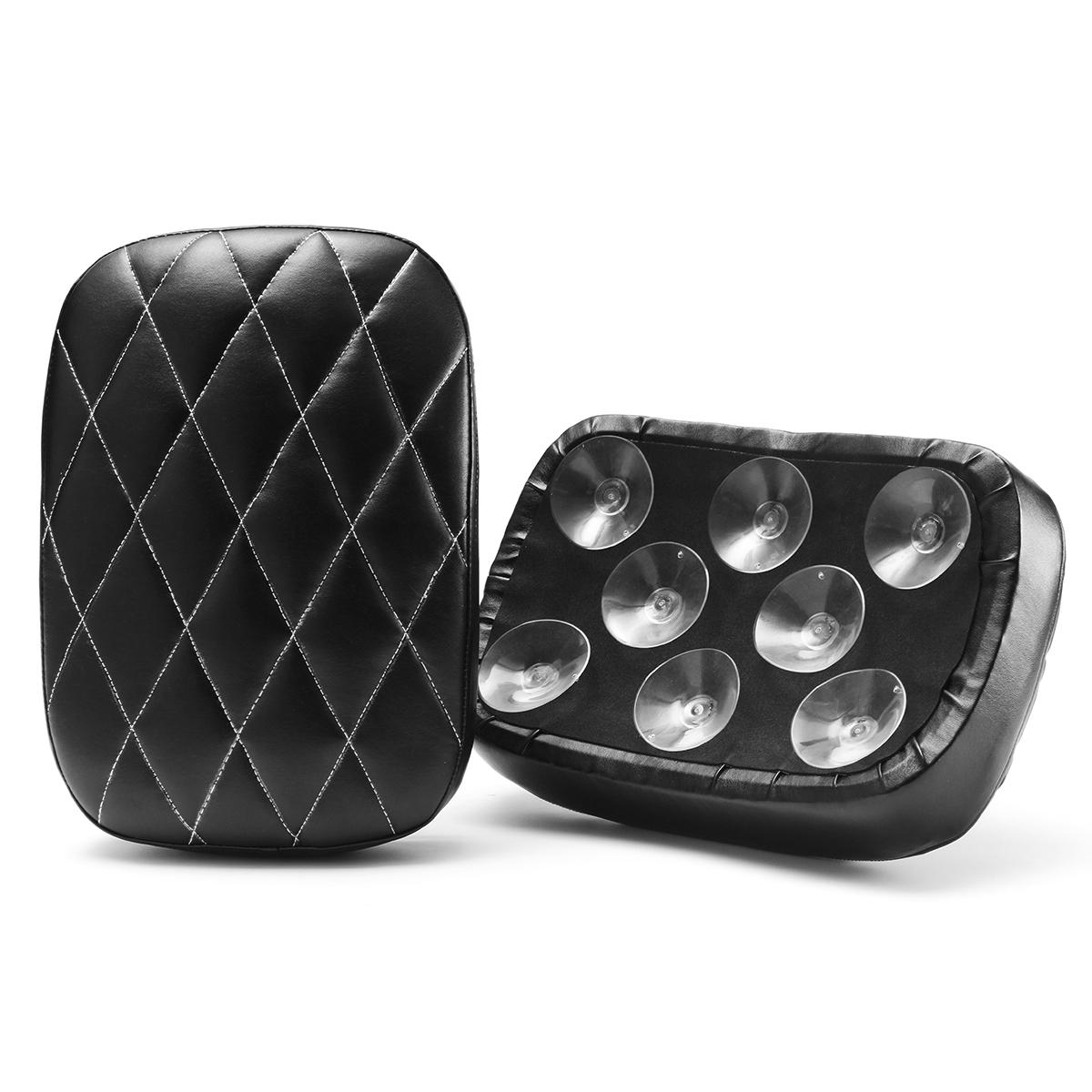 Rear Passenger Pillion Leather Seat Pad 6Suction 8 Suction Cup For Harley Softail Dyna