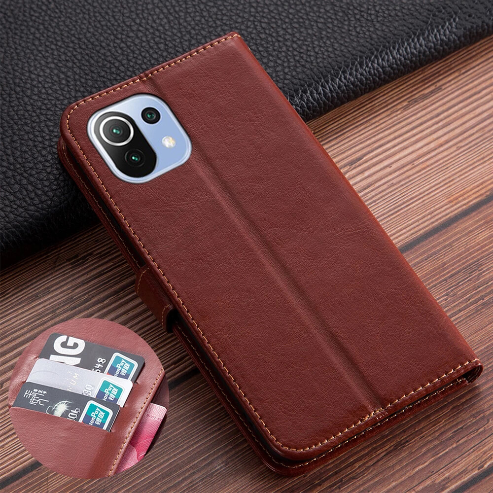 

Bakeey for Xiaomi Mi 11 Lite Case Magnetic Flip with Multiple Card Slot Folding Stand PU Leather Shockproof Full Cover P