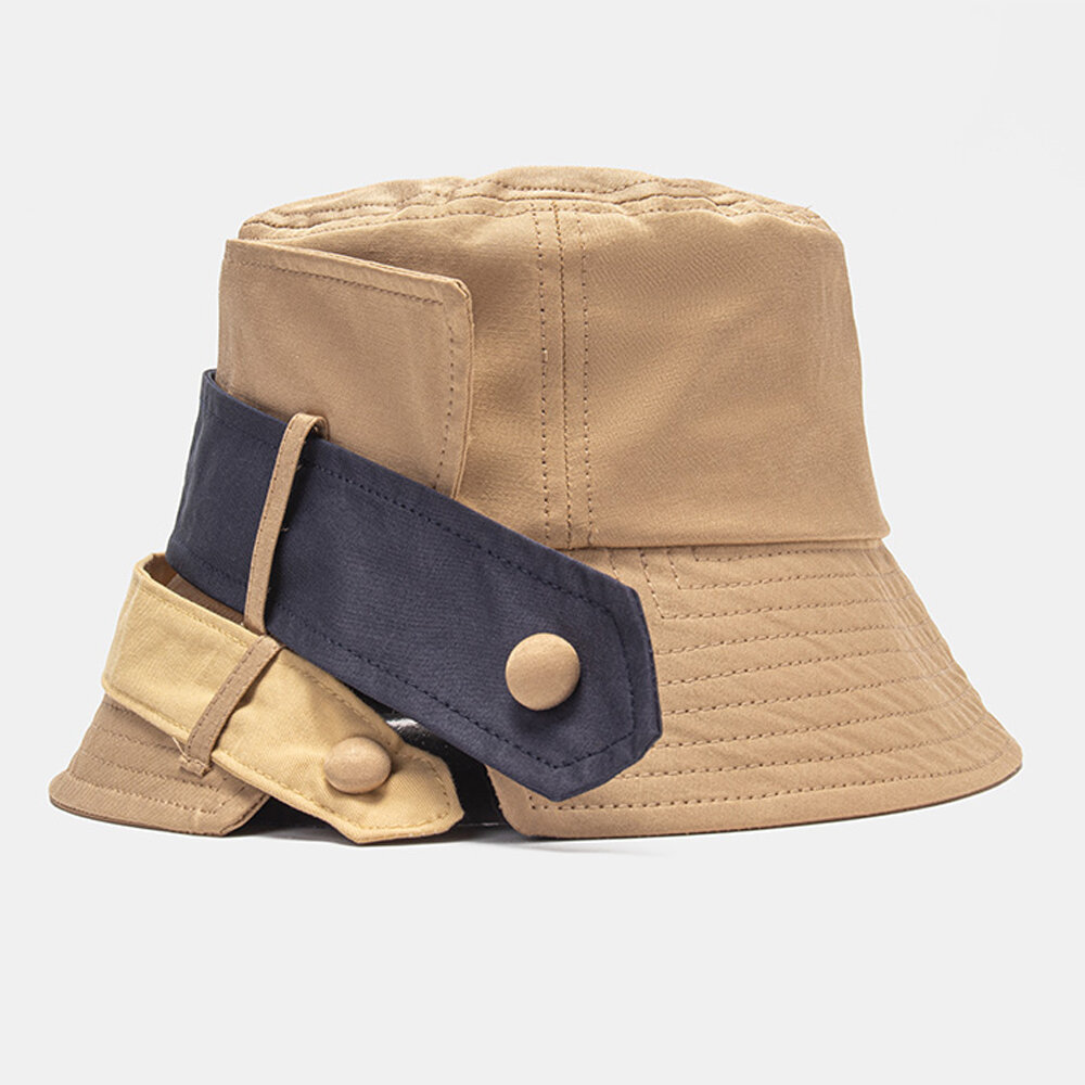 Unisex Cotton Contrast Color Bandage Dovetail Unique Fashion Bucket Hat