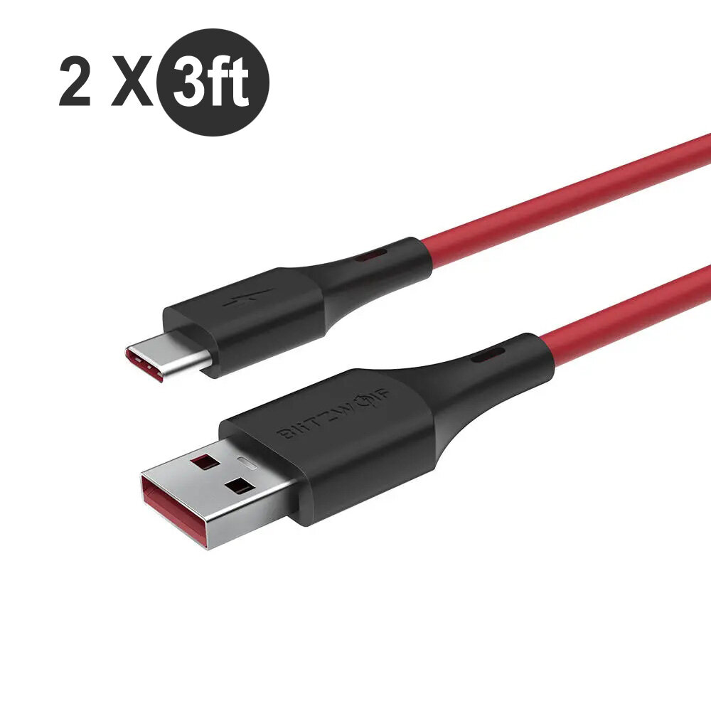 

[2 Pack] Blitzwolf® BW-TC19 5A 0.9m/3ft QC3.0 USB Type-C Fast Charging Data Cable for HUAWEI P30 P40 Pro Mi10 Note 9S