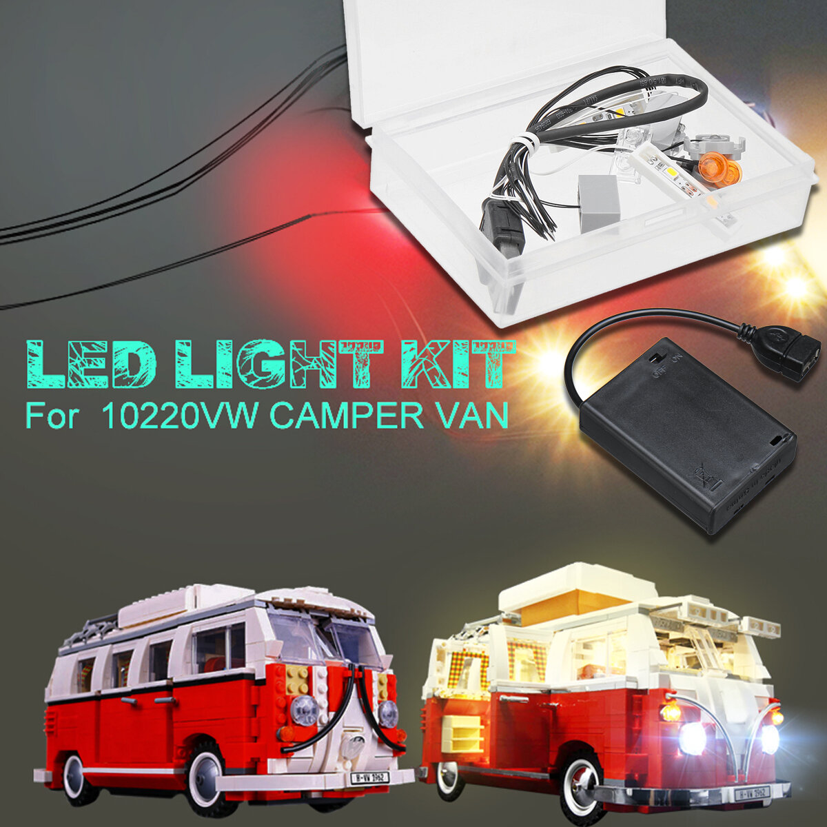 DIY LED-licht ALLEEN Verlichtingsset DIY Voor LEGO 10220 VW CAMPER VAN USB-interface