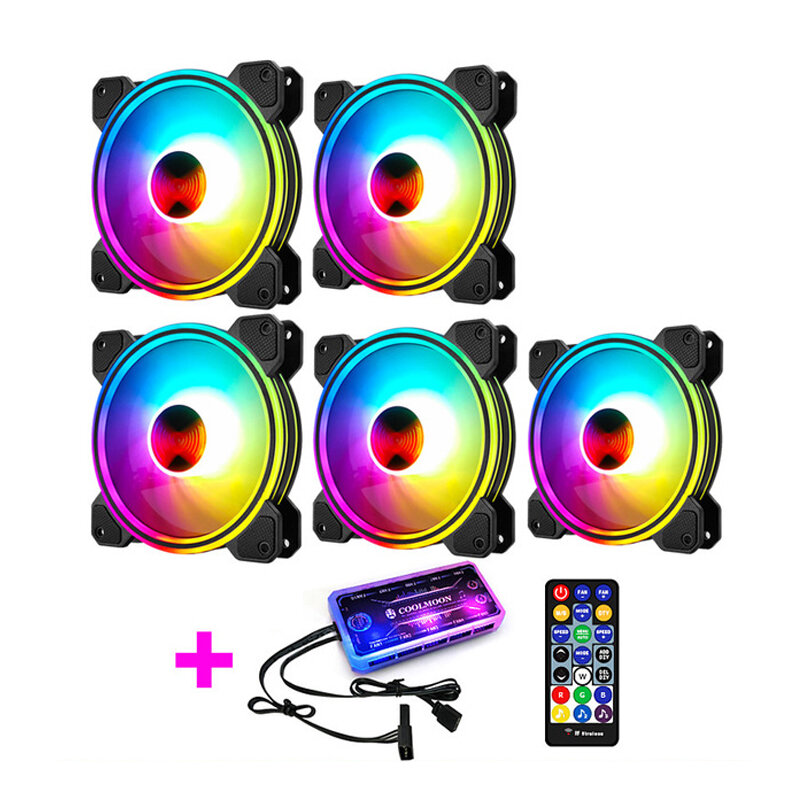 COOLMOON Ray X Computer Case Fan 12cm Multi-Layer Light-Emitting Silent Cooling Fan CPU Case Fan