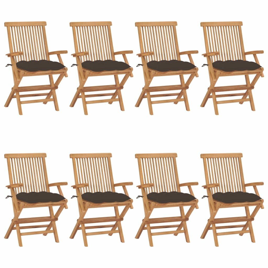 

Garden Chairs with Taupe Cushions 8 pcs Solid Teak Wood