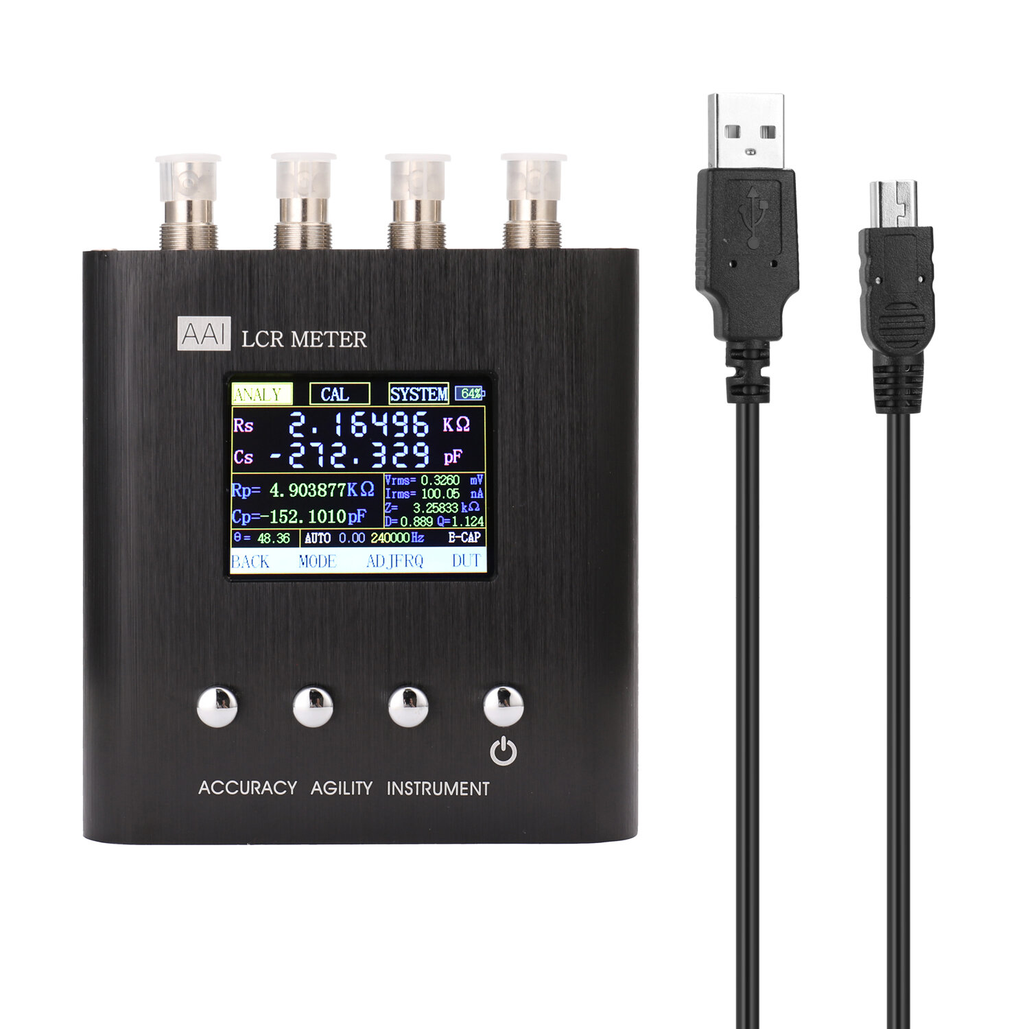 

LCR Handheld Impedance Tester Digital Bridge Measuring Resistance Capacitance Inductance Adjustable 50 to 100KHz