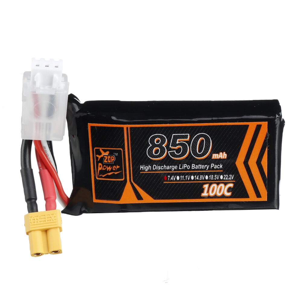

ZOP Power 7.4V 850mAh 100C 2S Lipo Battery XT30 Plug for RC Racing Drone