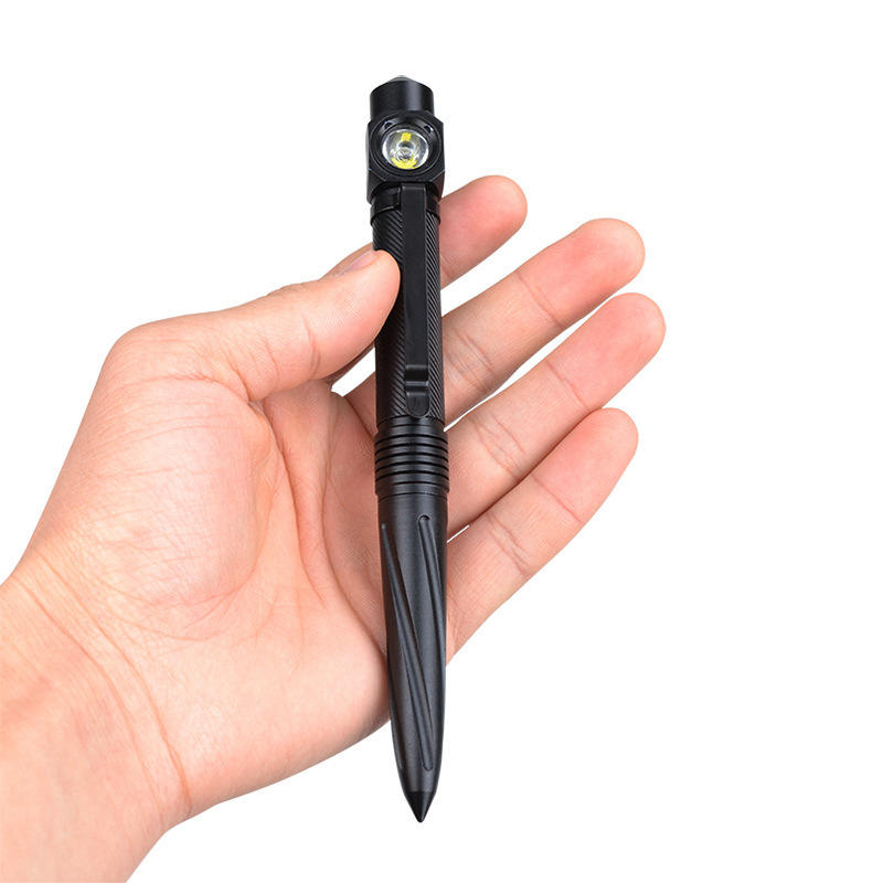 ΚΑΛΟΑΔ EDC Tactical Pen Alloy Alloy Attack Head 2 Modes 150 Φωτιστικά Flashlight Whistle Outdoor Safe Safe Security Tool