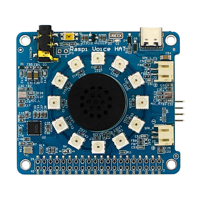

Catda® Raspberry Pi 4B Voice HAT Dual Microphone Voice Recognition Recording AI Smart Expansion Board Speaker 3B+