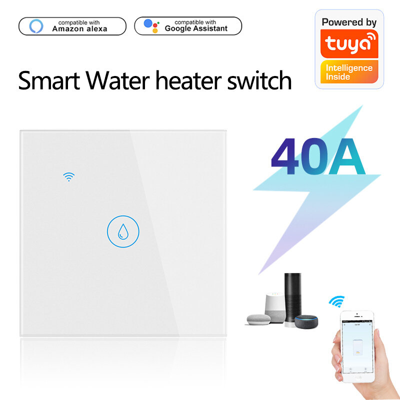

Tuya WiFi Smart Water Нагреватель Переключатель 40A EU Plug Induction Touch APP Дистанционное Управление Голосовой тайме