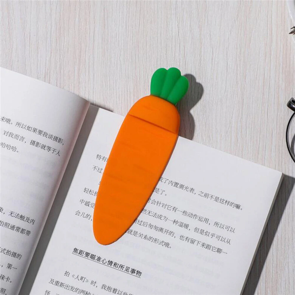 3D Stereo Carrot Shape Bookmark Fun Reading Book Folder Notes Letter for Students Stationery Gifts School Office Supplies