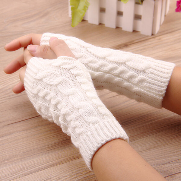Women Winter Hand Warmer Gloves Thick Arm Crochet Knitting Warm Fingerless Gloves