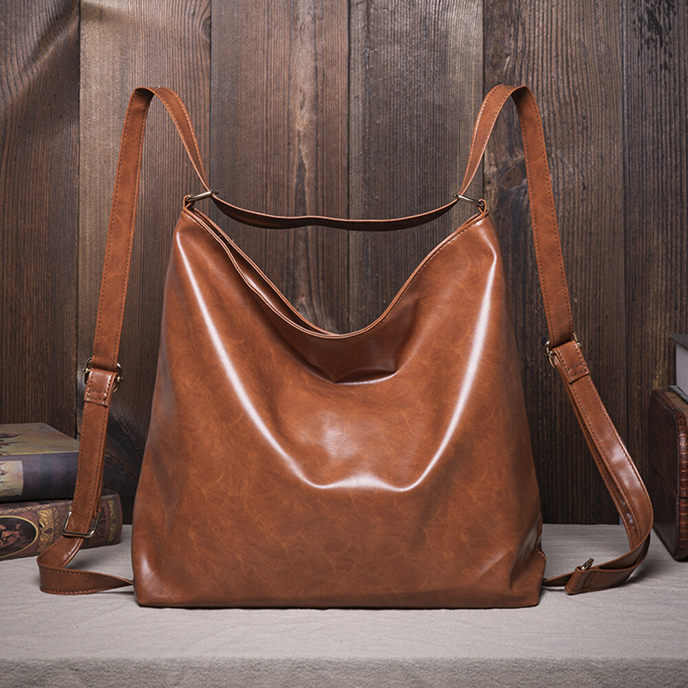 Women Oil Wax Leather Large Capacity Backpack Shoulder Bag Crossbody Bag Purse Diaper Bag Hobo Bag Hobo Bag