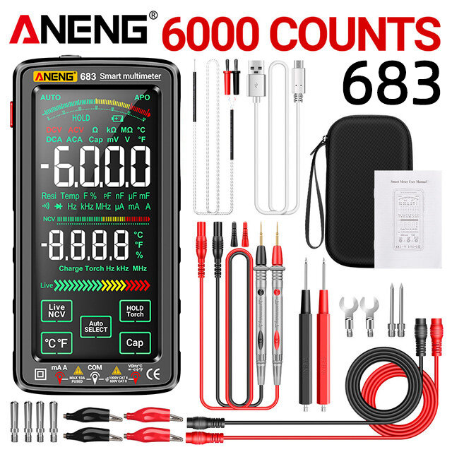 ANENG 683 Smart Multimeter High-end Touch 6000 Counts Multimetro Test Rechargeable Multitester AC/DC Voltage Tester Curr